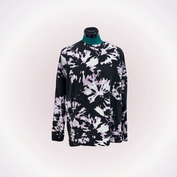 Athleta Black White and Pink Floral Print Sweater | Sz M - Picture 1 of 6